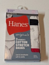 3-Pack HANES Originals Women's Size 6 /M Cotton Stretch Bikini Underwear New