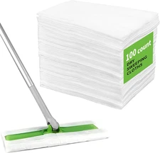 100 Count Dry Sweeping Cloths - Disposable Mop Pads Refills Compatible White