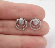 Round Cut Simulated Diamond Circle Women's Stud Earring In 14k White Gold Plated