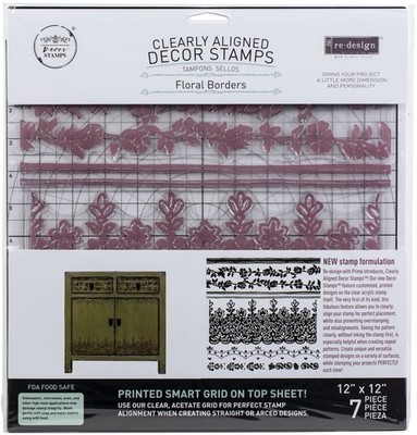 Prima Marketing Re-Design Decor Clear Cling Stamps 12X12 Floral Borders