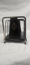 Vintage Magazine Album Holder Rack Stand Metal Gold Wire Mid Century Deco