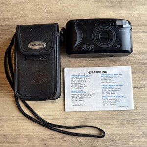 SAMSUNG AF SLIM Zoom 35mm Film Point & Shoot Camera BLACK Tested Working
