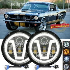 Fit Ford Mustang Fastback 1965 1966 1967 1968-1978 7" INCH Round LED Headlights