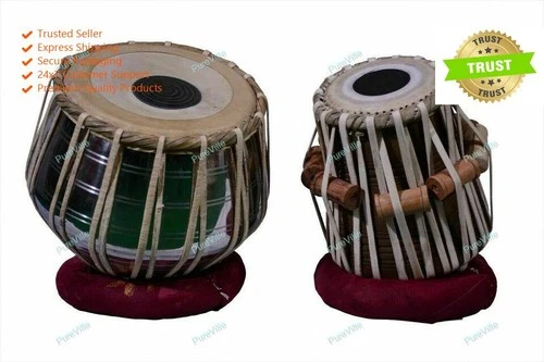 Steel Tabla Set Chrome Polish Sheesham Wood Dayan Musical Instrument With Bag