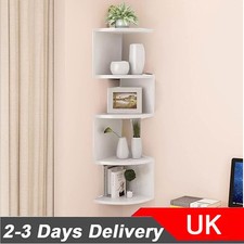 5 Tier Floating Corner Shelves Wooden Storage Display Shelf Units Wall Mount UK