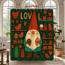 Cute Gnome Shower Curtain with Love and Treats Design