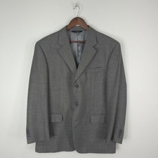 Jos A Bank Blazer Mens 43R Gray Wool Houndstooth Check Sport Coat Jacket 3 Btn