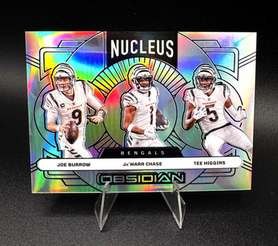 2024 Obsidian /99 - Joe Burrow, Ja'Marr Chase, Tee Higgins - Silver Nucleaus /99