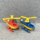 Vintage Fisher Price Little People Airport #996 Helicopters Blue Orange Lot 2