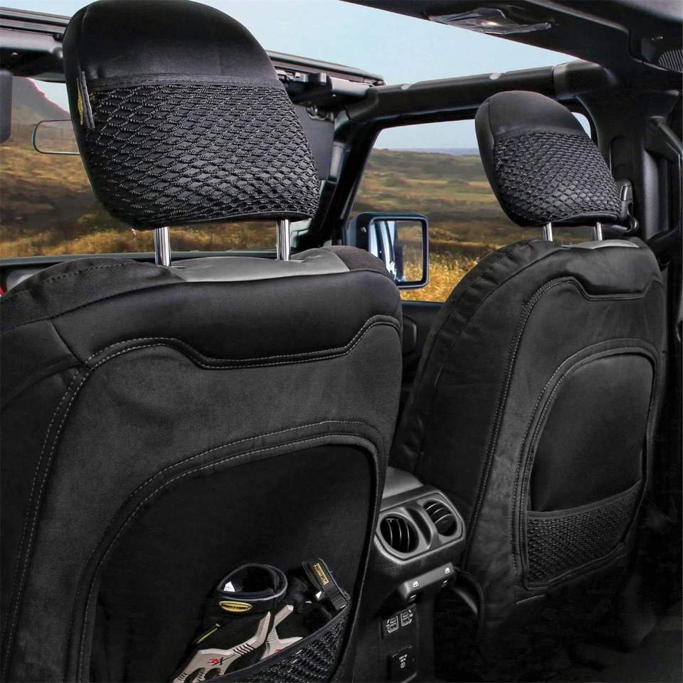 Cubierta de asiento para Jeep Wrangler 2018-2022 Gen2 | Neopreno delantero/trasero negro/carbón Foto 2 de 4