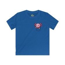 Kids Axolotl Shirt - Cute Peeking Axolotl Pocket Cotton T-Shirt by Axolago