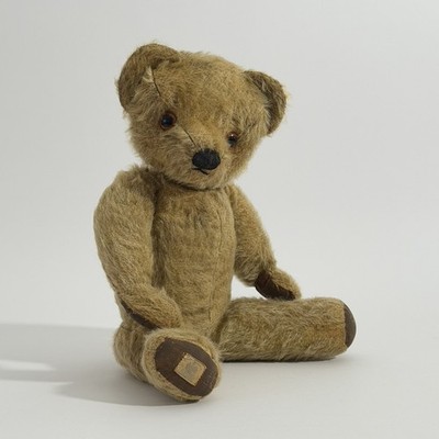 CHAD VALLEY MOHAIR TEDDYBÄR MIT KÖNIGIN MUTTER ETIKETT UM 1950 42 CM GEGLIEDERT
