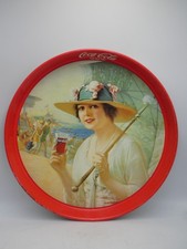 VINTAGE COKE COCA-COLA DRINK TRAY ADVERTISING BAR SIGN LADY IN HAT WITH UMBRELLA