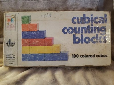 Vintage 1977 Milton Bradley Cubical Counting 1'' Blocks 100 Multicolored Kidcore