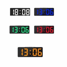 LED Electric Digital Alarm Clock Mains Power Mirror Temperature Display Bedside
