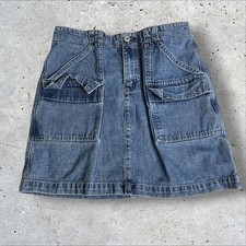 GAP Surplus Womens Denim Y2K Mini Skirt Flap Pockets Size 10