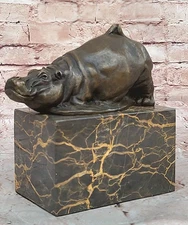 Book End Art Deco Vintage Bronze Hippo Figure Hippopotamus Statue