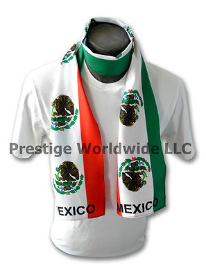 Mexico Flag Print Scarf *NEW* Mexican Banner Bufanda Pañuelo Echarpe Nuevo