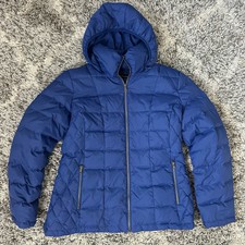 Metaphor Blue Long Mid Length Down Puffer Jacket Coat Hooded Xl Extra Large