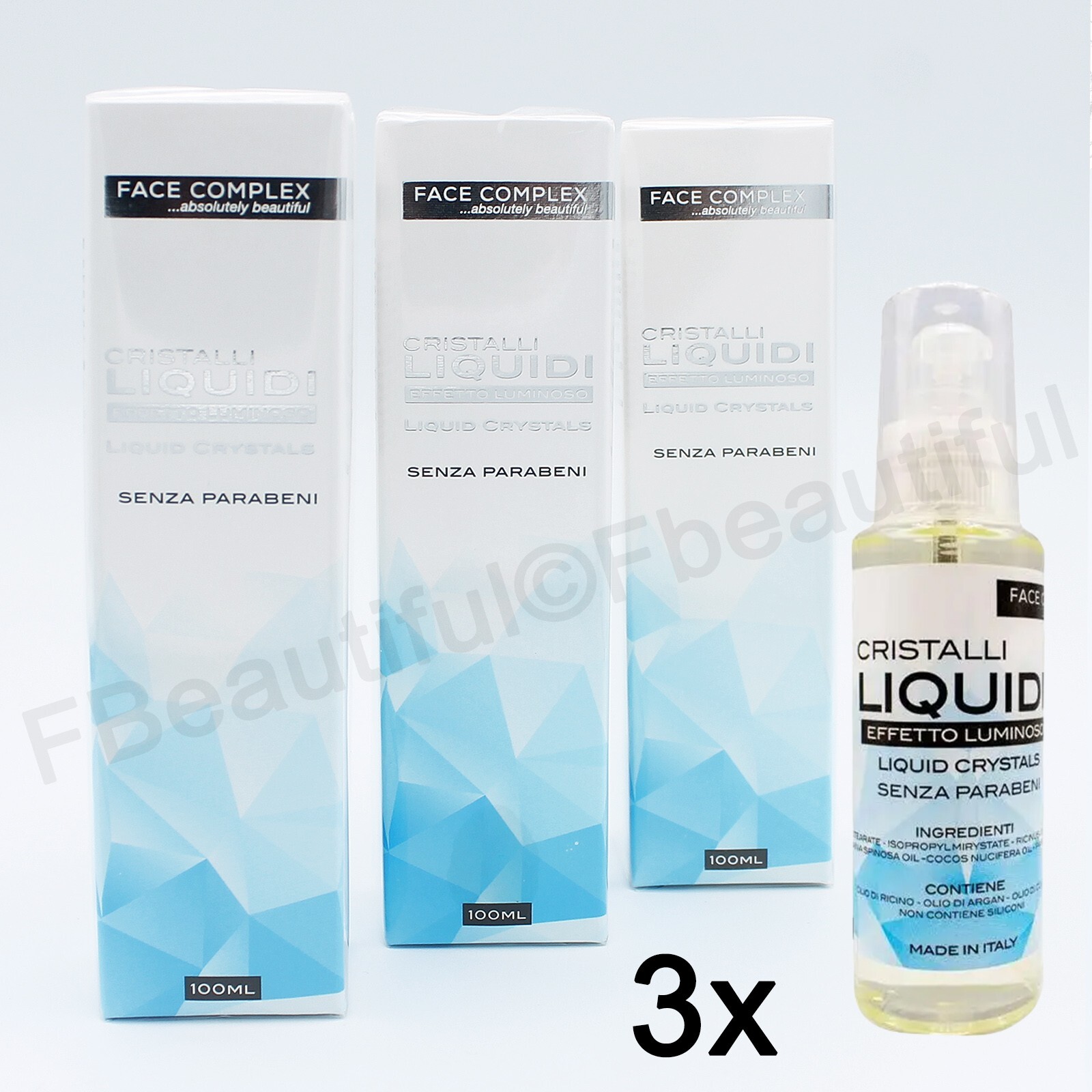 Olio Capelli Cristalli Liquidi 3x100ml - Nutriente Cocco Argan Ricino