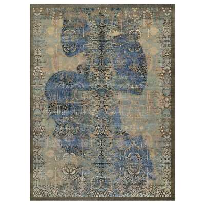 8'10''x12'1'' Brown Wool and Silk Erased Sarouk Design Hand Knotted Rug R91165