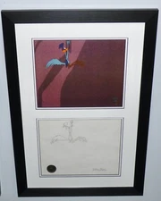 WARNER BROS ROAD RUNNER 1970s PRODUCTION DRAWING + 1/1 CEL SIGNED CHUCK JONES
