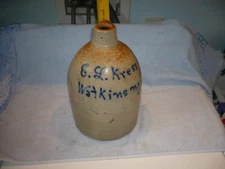 RARE !!  E.L. KRESS Stoneware  Jug  watkins new york