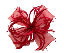 Red Feather Fascinator Headpiece Hat Clip  Pin Fasteners