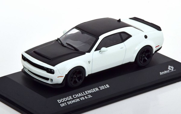 1:43 Solido Dodge Challenger Srt Demon V8 6.2L 2018 White/Flatblack-image