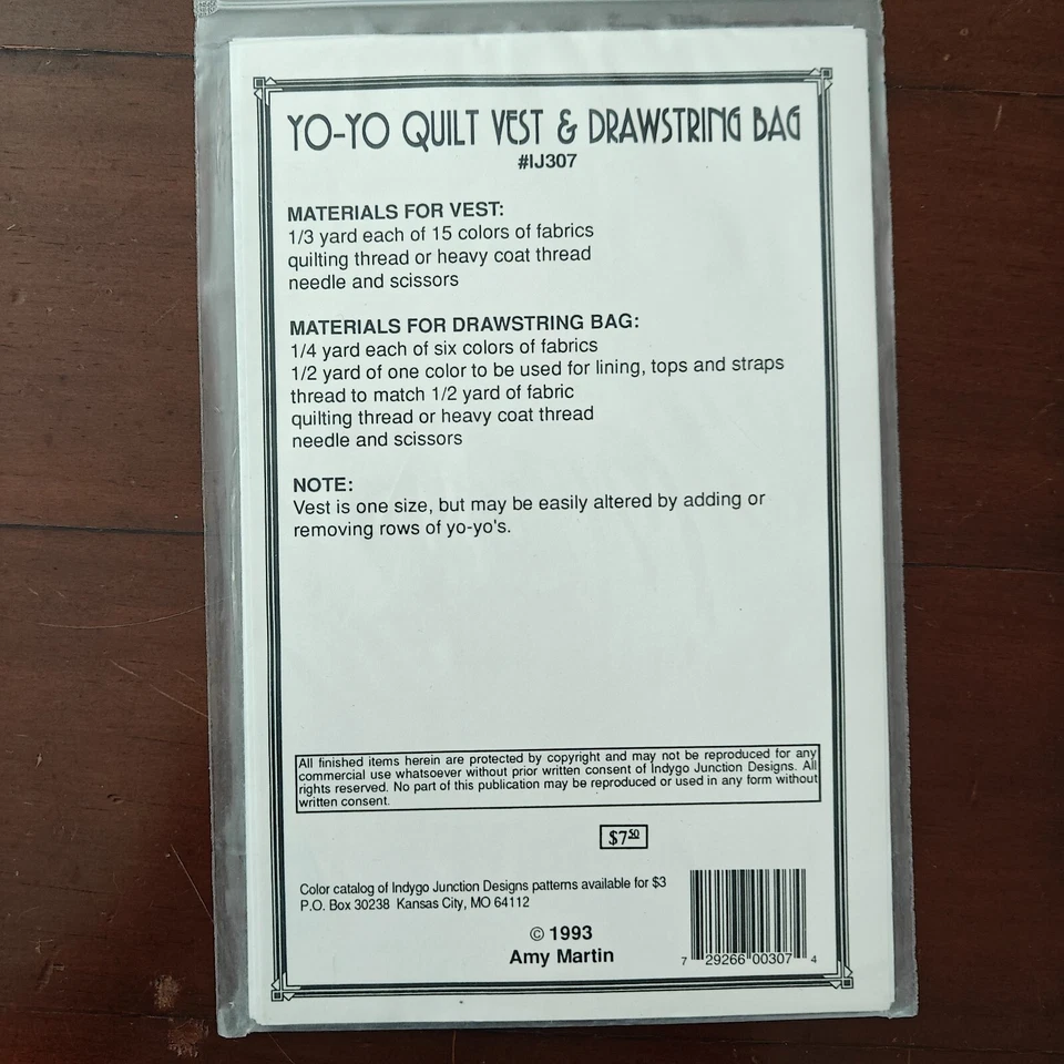 Indygo Junction Yo-Yo Quilt Vest & Drawstring Bag Pattern IJ307 🌟 One Size - Image 4 of 4