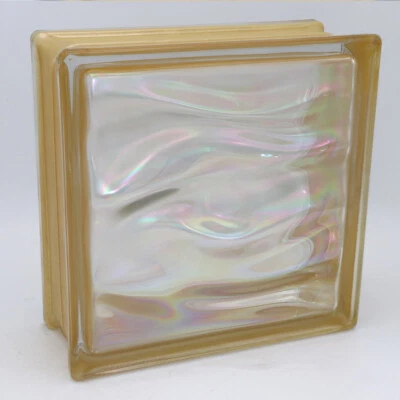 BM Glasbausteine AQUA Perlmutt Gold, 19 x 19 x 8 cm - 6 Stück