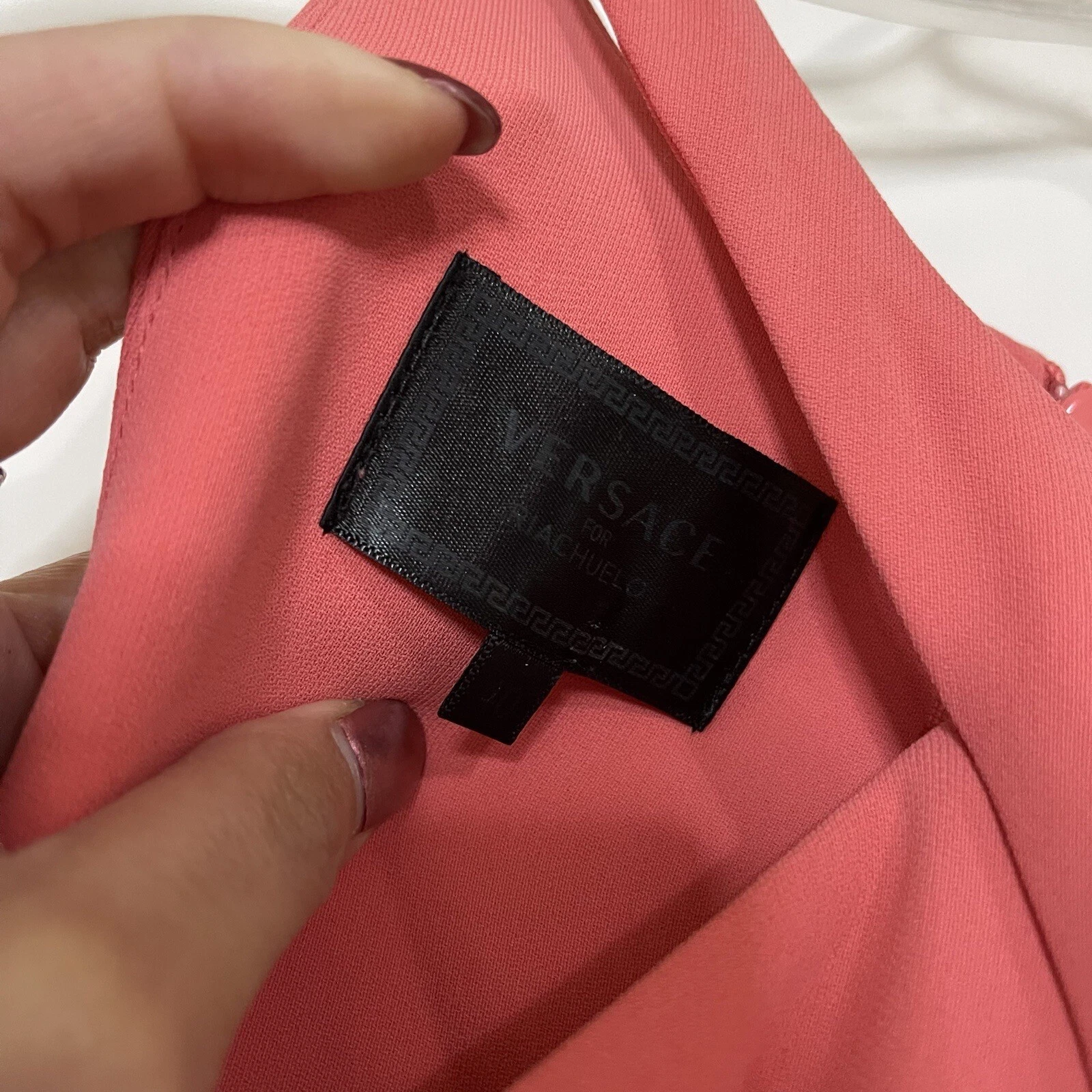 Abito VERSACE x Riacheulo rosa maxi ritaglio smanicato spacco alto taglia 40 US XS