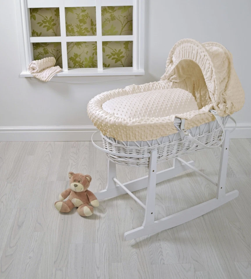 CUBIERTAS DE CESTA WICKER MOSES, JUEGO DE VESTIR DE REPUESTO, JUEGO DE ROPA DE CAMA, HECHO EN EL REINO UNIDO Foto 4 de 4