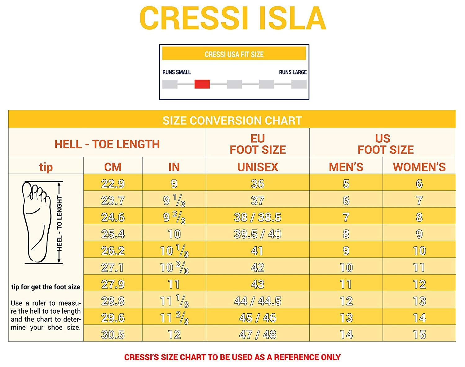 Cressi Boots Size Chart