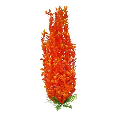 AQUARIUMH2O Plastic Aquarium Plant with Base 50cm (20 Inch) Tall, Bushy Orange Decoration