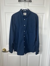 Mens Navy Blue Cedar Wood State Button Down Shirt XL