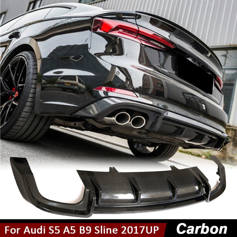 For Audi S5 A5 B9 Sline 2017+ REAL CARBON FIBER Rear Bumper Diffuser Lip Spoiler