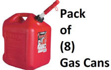  8 ea Midwest 5600 5 Gallon Red Poly Gas Gasoline Fuel Cans w Spill Proof Spout