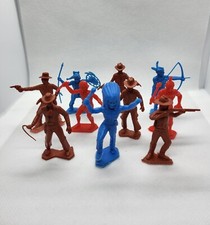 Early 1970's MPC Plastic 2 1/2" Cowboy And Indians Figures Lot Of 10