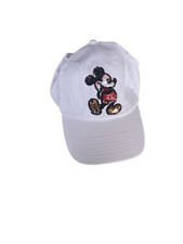 Mickey Mouse Disney Ball Cap Adult White Sequin Adjustable Fastener Adult Size