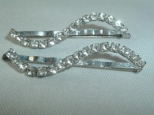 WHITE RHINESTONE BOBBY PINS HAIR ACCESSORY UP DO