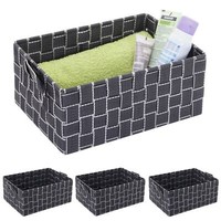 4Er-Set Aufbewahrungskorb HWC-C37, Deko Korb Aufbewahrung, 12X28X20Cm Dunkelgrau