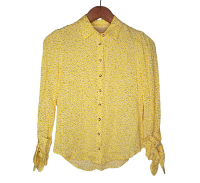 Anthropologie Maeve Blithe Button Down Blouse Collared Yellow Size 0 Small NWT