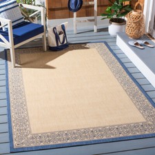 SAFAVIEH Outdoor CY2099-3101 Courtyard Natural / Blue Rug