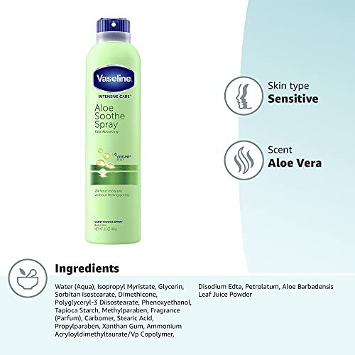 Vaseline Spray and Go Moisturizer Aloe Fresh 6.5 Oz