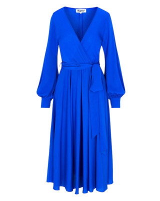 Meghan LA Womens Blue LilyPad Wrap Midi Dress Size M New without Tags