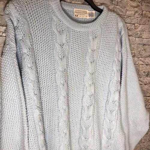 Vintage Lord Jeff Blue Fine Cotton Cable Knit Pullover Sweater Men’s Medium - Picture 2 of 10