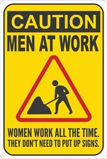 Funny Caution Men at Work Sign, Hard Hat Area Signage, Safety First Warning