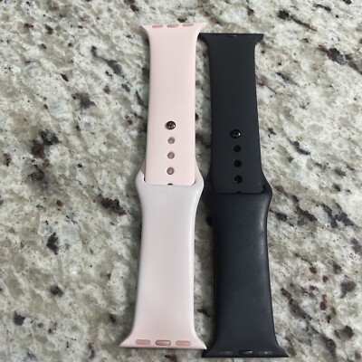 Set of 2 Genuine Apple Watch 5 4 3 2 Sport Band 38/40mm Sand Pink and Black  M/L