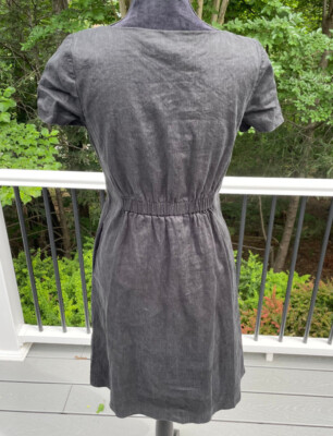 DKNY Womens Stretch Waist Linen Dress Black Size 4 | eBay
